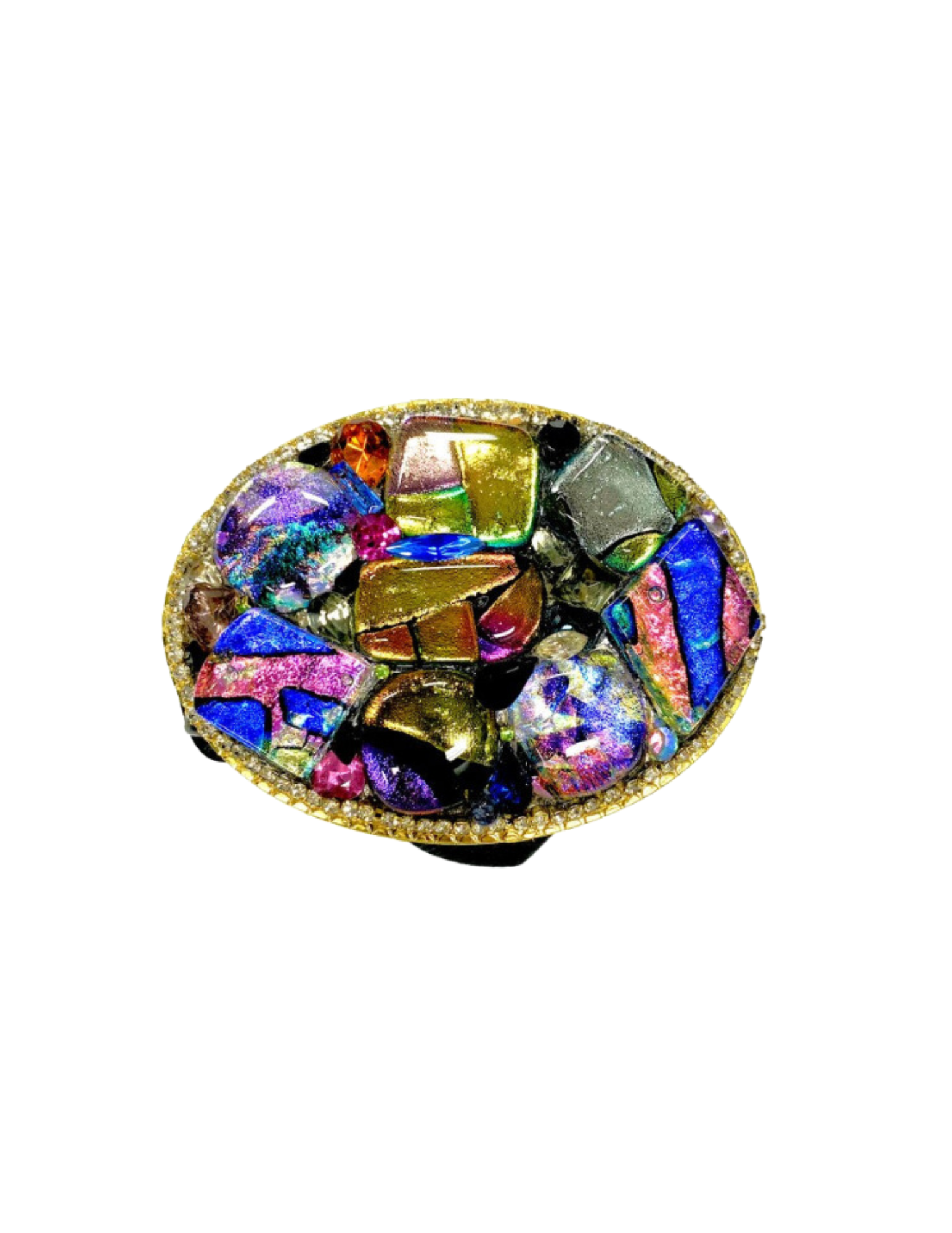 Italian Hand Blown and Foiled Glass Belt Buckle