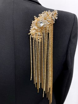 Gold Metal, brooch, crystal cascades, Statement, Artistic, One-of-a-kind, exclusive, and handcrafted, this piece is a unique and collectable work of art. Crafted with the finest quality materials, it is made in Toronto.