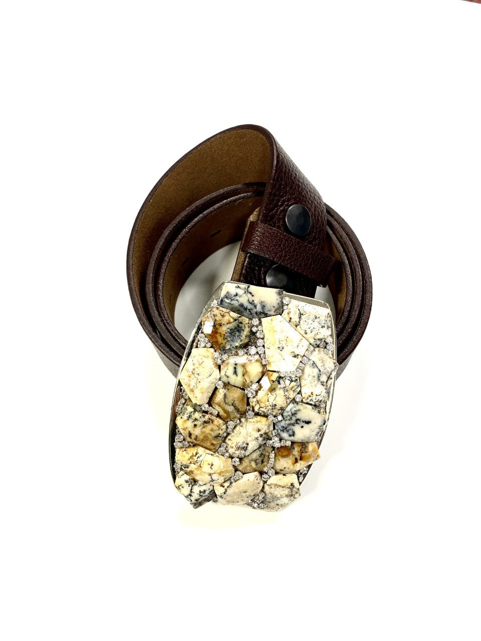 White Opal Rectangular Belt Buckle