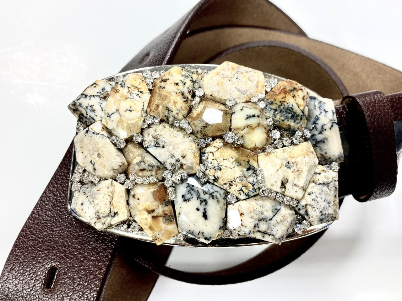 White Opal Rectangular Belt Buckle