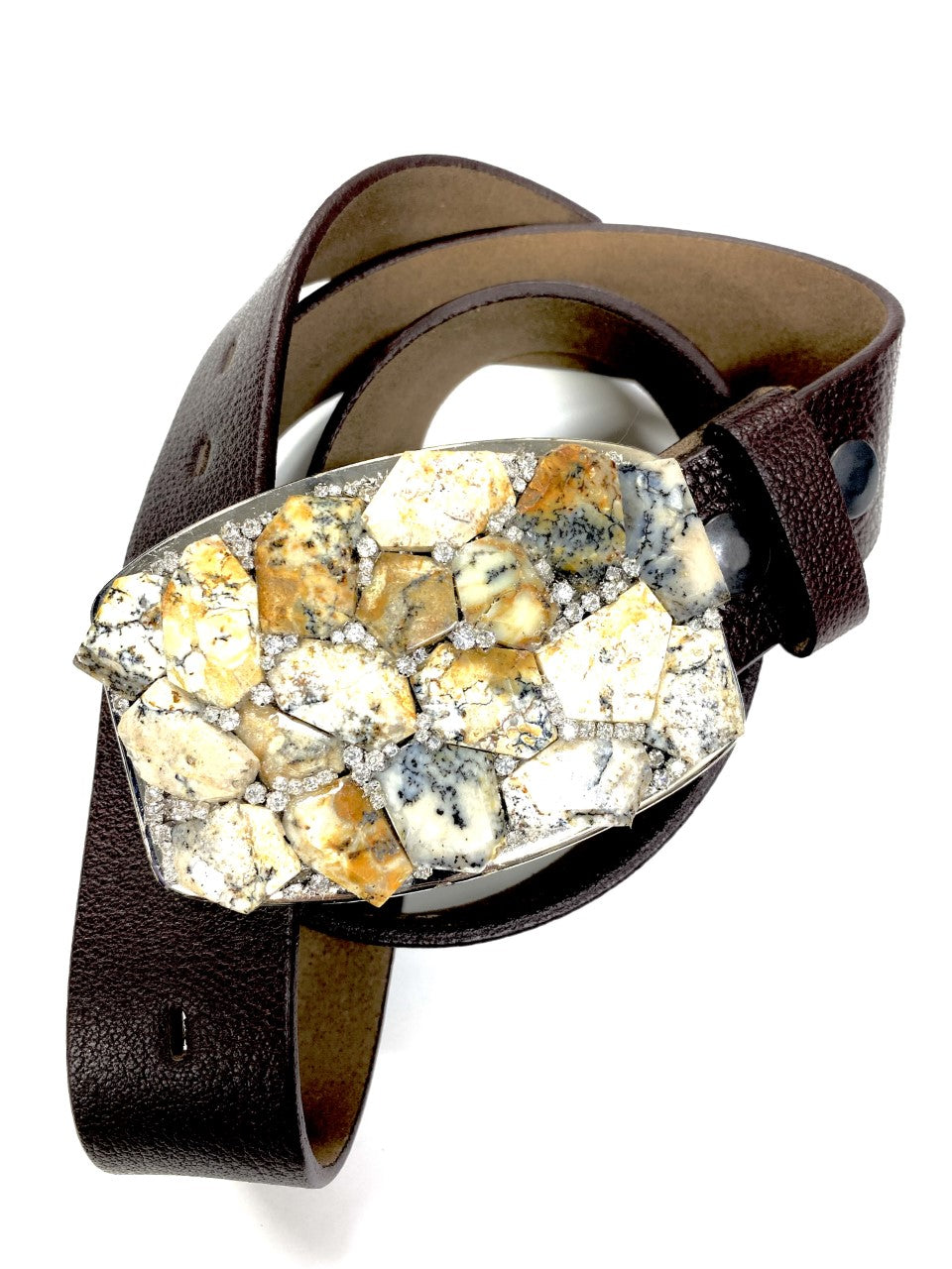 White Opal Rectangular Belt Buckle